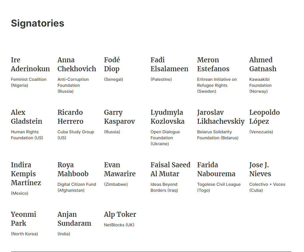 coinprojesi.com the activists who signed the letter.